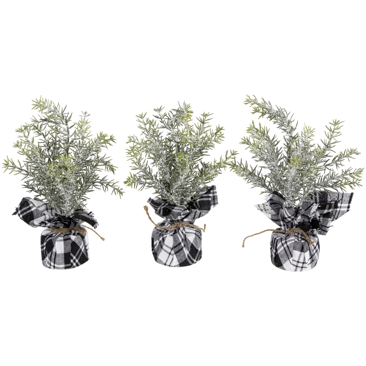 35707823 10 in. Mini Frosted Pine Artificial Christmas Trees, Green - Set of 3 -  NorthLight