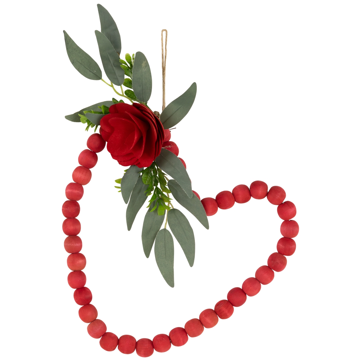 Picture of Northlight 35737261 10.25 in. Wooden Beads with Rose Valentines Day Heart Wall Decoration - Red