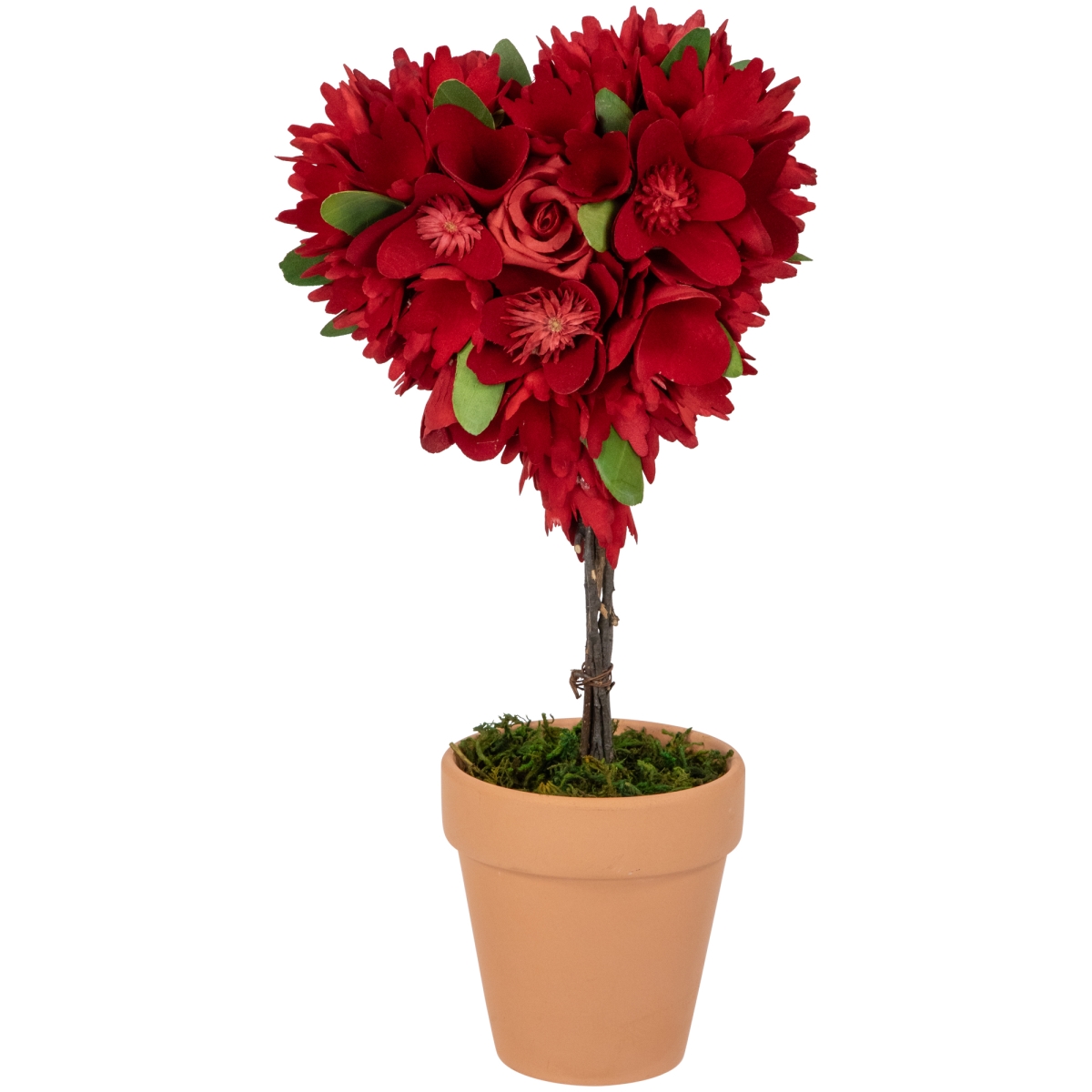 Picture of Northlight 35737264 14 in. Wooden Mixed Floral Valentines Day Artificial Potted Topiary - Red