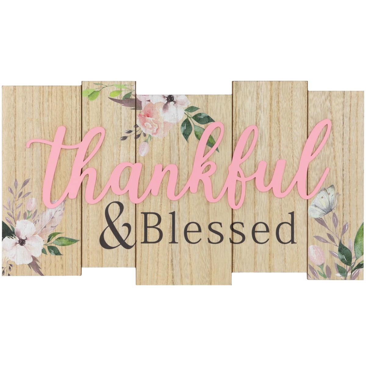 35737581 20.75 in. Thankful & Blessed Wooden Wall Sign