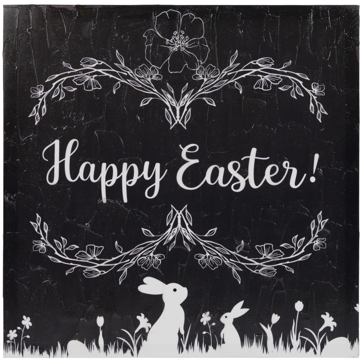 Picture of Northlight 35737606 17.75 x 17.75 in. Happy Easter Bunnies Canvas Wall Art&#44; Black & White