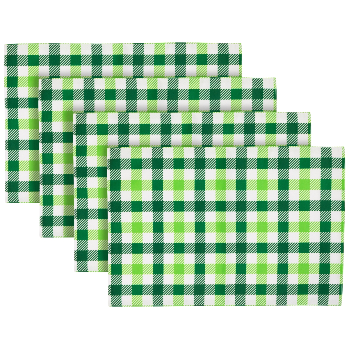 35747332 18 in. Green & White Checkered Printed Placemats - Set of 4