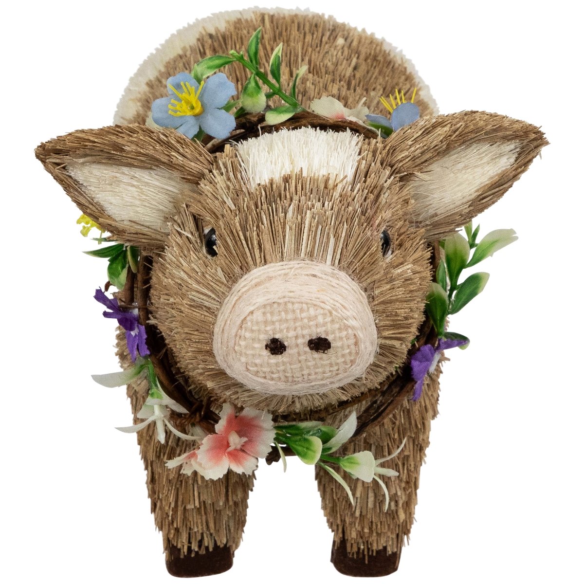 Picture of Northlight 35737330 6 x 10.25 x 5.5 in. Boy Piglet with Floral Wreath Spring Figurine&#44; Brown & Beige