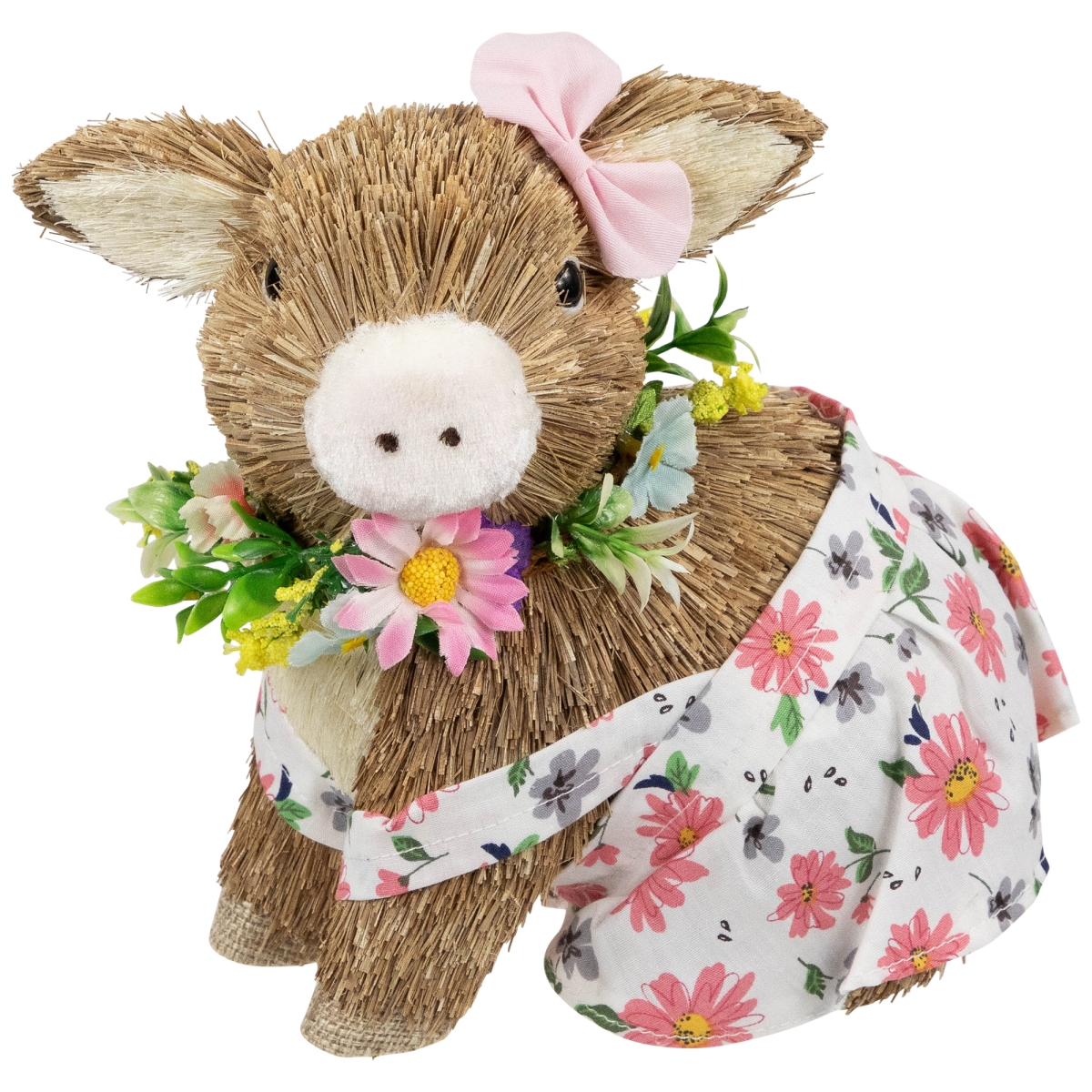 Picture of Northlight 35737331 7 x 7 x 5 in. Girl Piglet with Floral Dress Spring Figurine