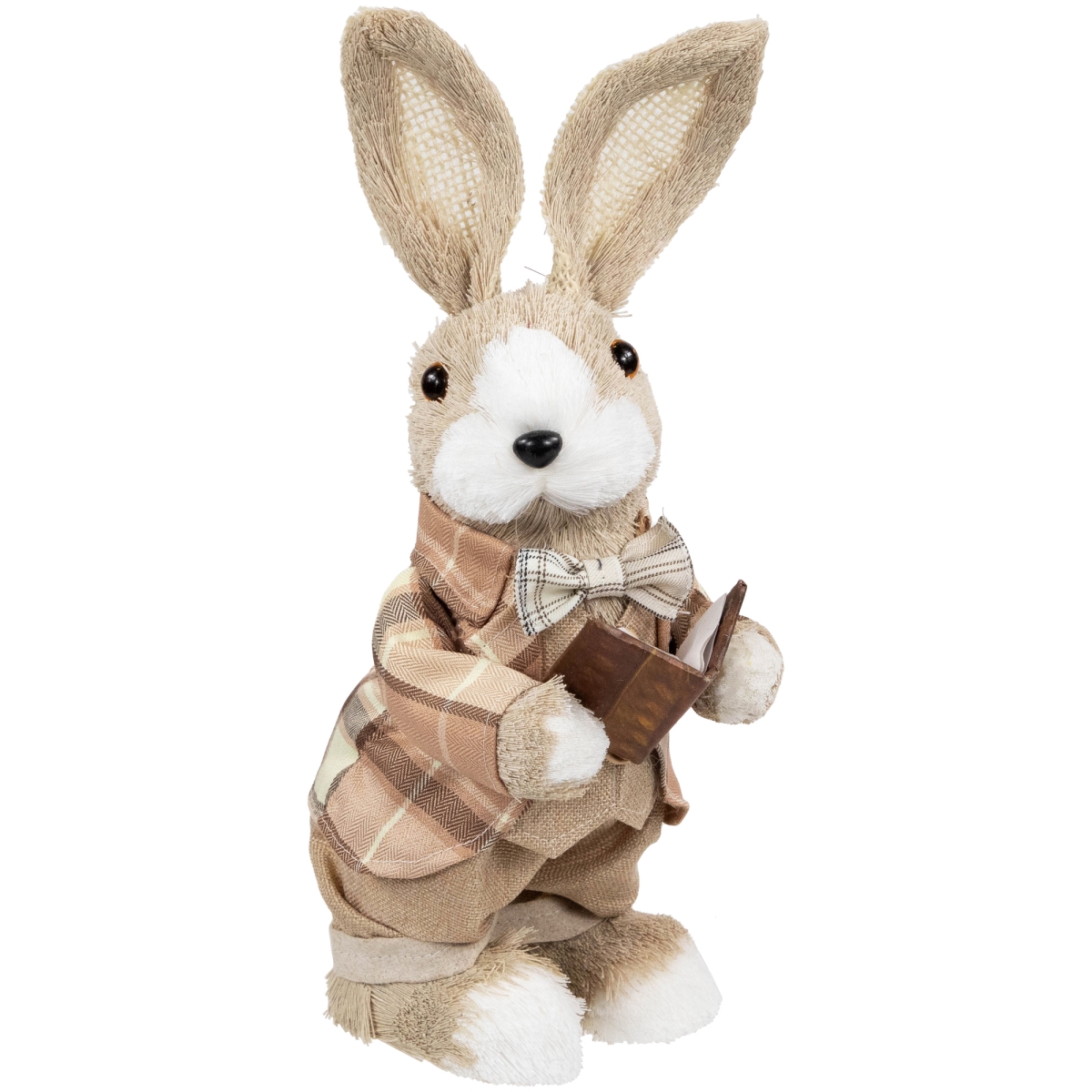 Picture of Northlight 35737333 12 x 4 x 4.25 in. Boy Easter Rabbit Figurine with Plaid Jacket&#44; Beige