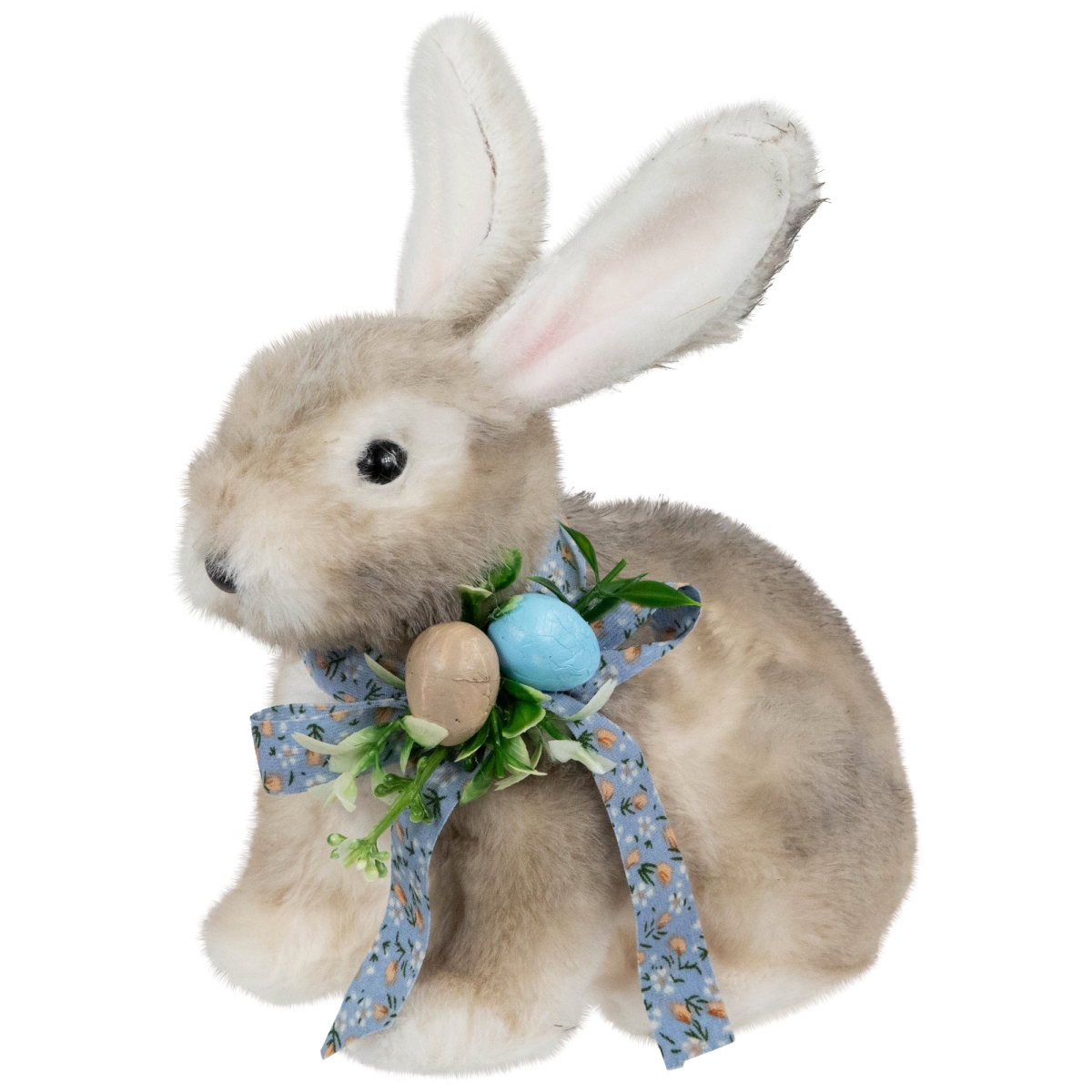 Picture of Northlight 35737338 8 x 4.5 x 6.5 in. Plush Rabbit with Floral Bow Easter Figurine