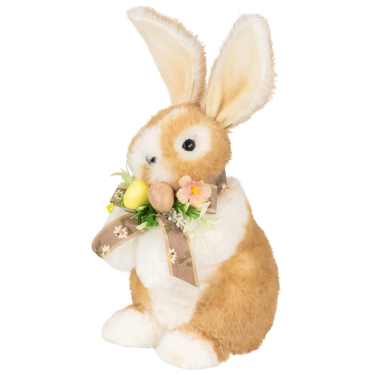 Picture of Northlight 35737339 10.25 x 5 x 6.5 in. Plush Rabbit with Floral Bow Easter Figurine