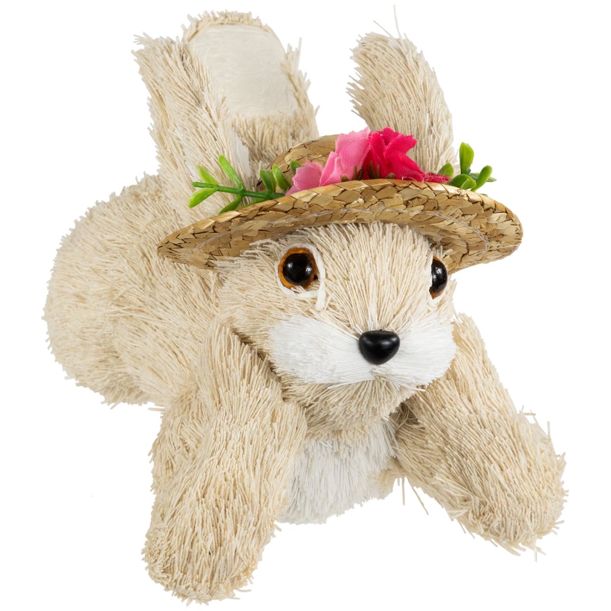 Picture of Northlight 35737347 6.25 x 8.75 x 4.25 in. Rabbit with Floral Straw Hat Easter Figurine&#44; Beige
