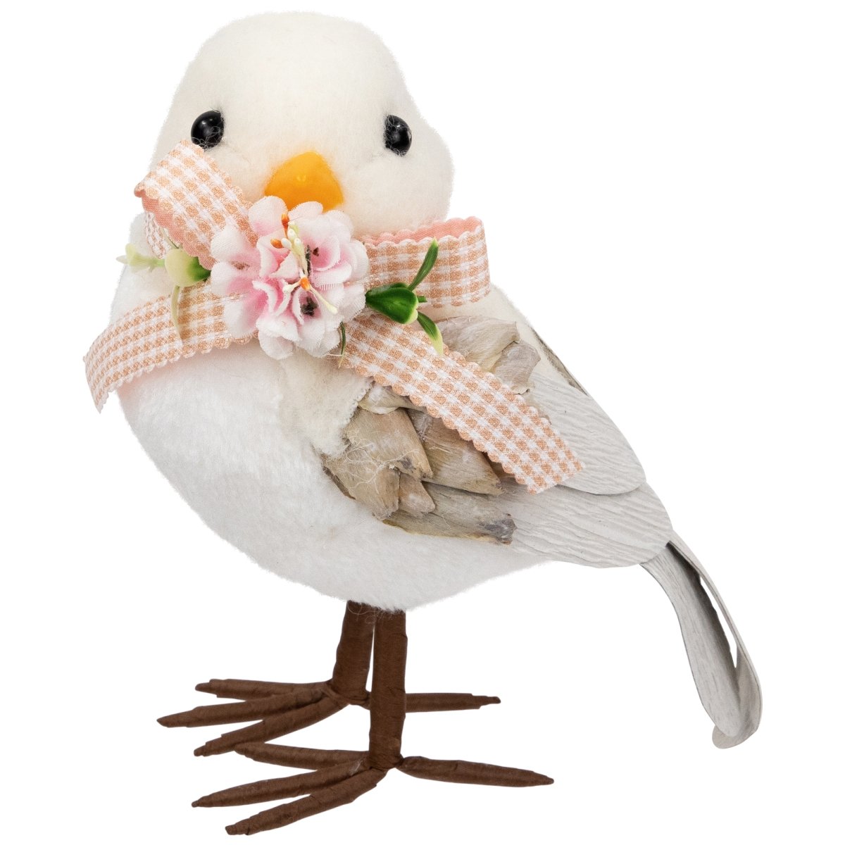 Picture of Northlight 35737368 7 x 5.5 x 4 in. Plush Bird with Gingham Bow Easter Figurine&#44; Beige