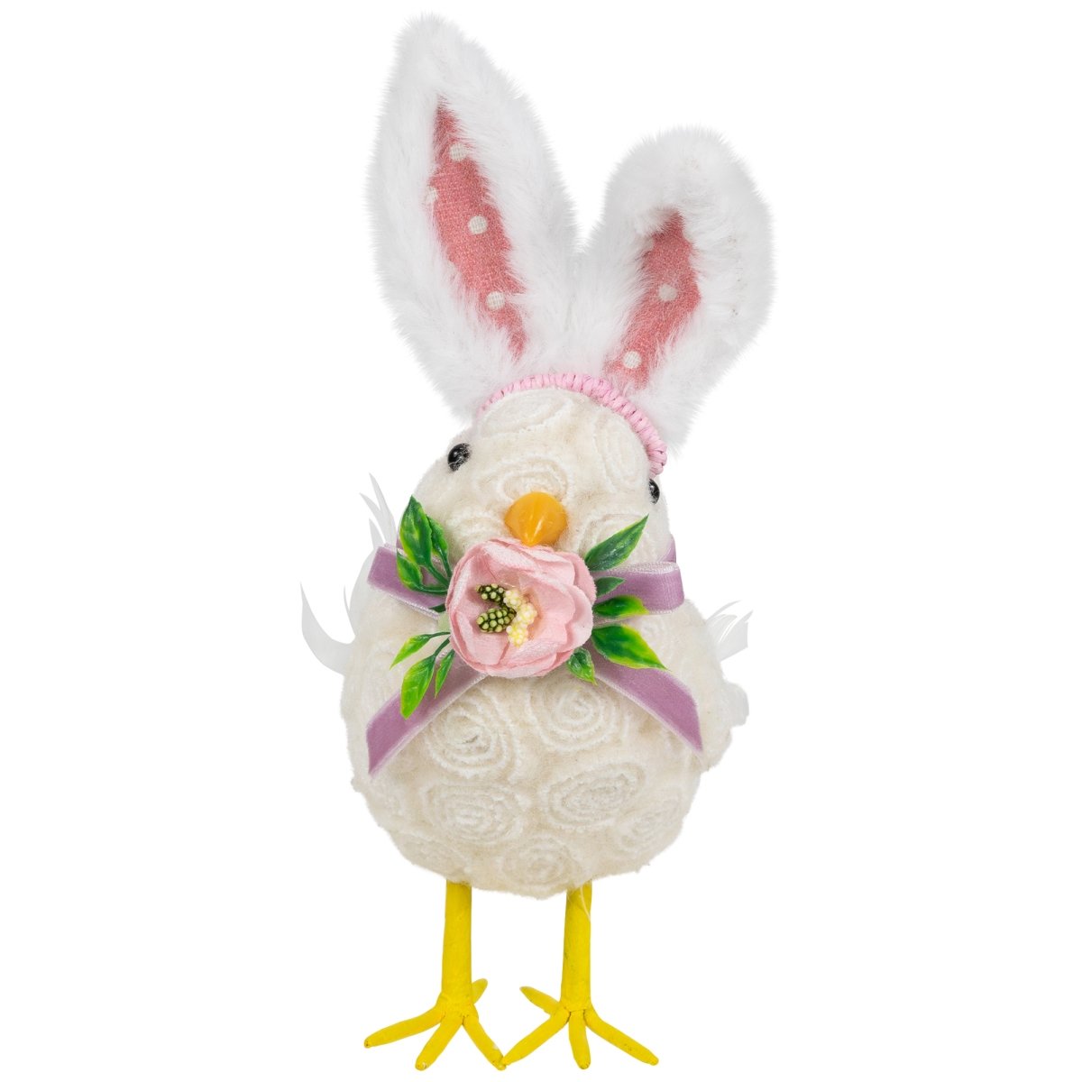 Picture of Northlight 35737374 8.75 x 3.5 x 5 in. Floral Easter Chick with Rabbit Ears Figurine&#44; White