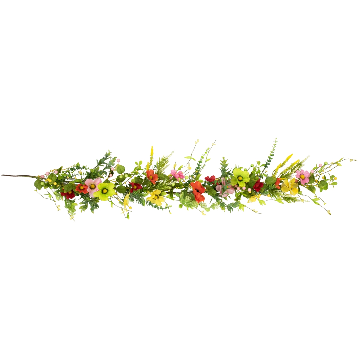 Picture of Northlight 35745093 5 ft. Poppy & Eucalyptus Spring Garland&#44; Red & Yellow