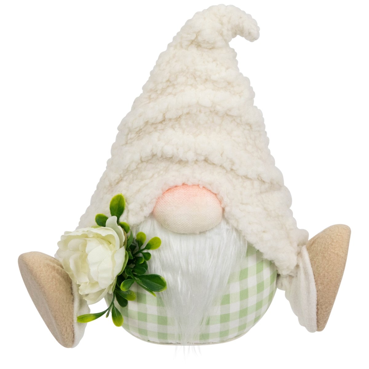 Picture of Northlight 35745095 10.5 x 10.25 x 3 in. Plush Sitting Gnome with Flower Spring Figurine