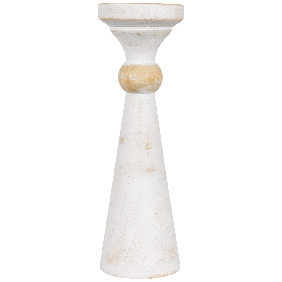 Picture of Northlight 35747101 12 x 3.5 in. Dia. Wooden Pedestal Pillar Candle Holder&#44; Brushed Antique White