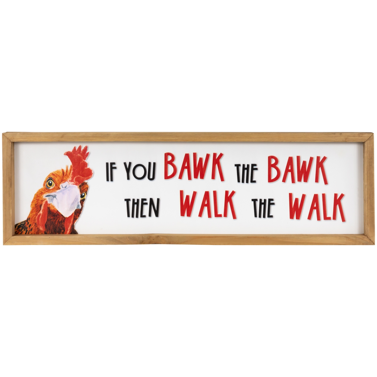 35747104 6 x 19.75 x 1 in. Bawk & Walk Rooster Framed Metal Wall Sign