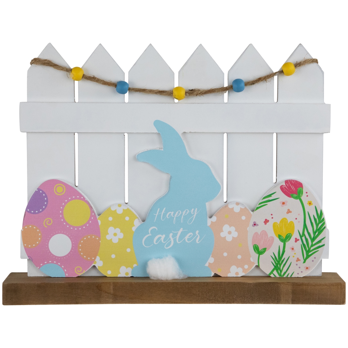 Picture of Northlight 35747155 9 x 11.75 x 2 in. Happy Easter Bunny with Picket Fence Decoration
