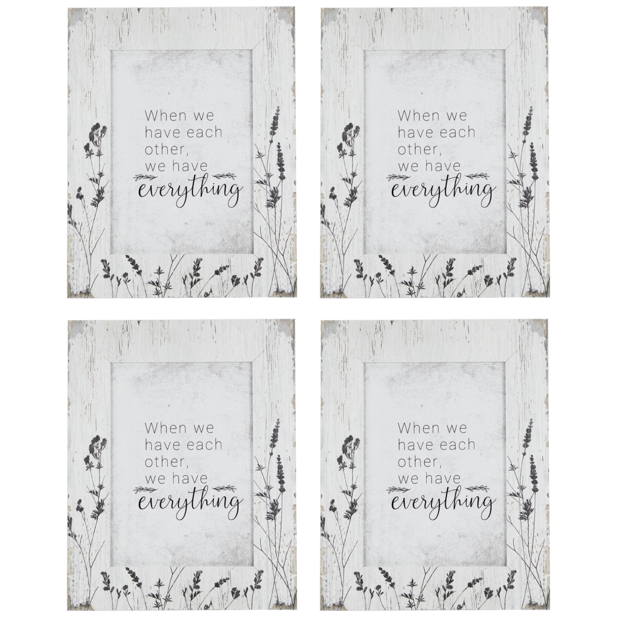 Picture of Northlight 35737575 9.25 x 7.25 in. Weathered Floral Picture Frame for 5 x 7 in. Photo&#44; White - Set of 4