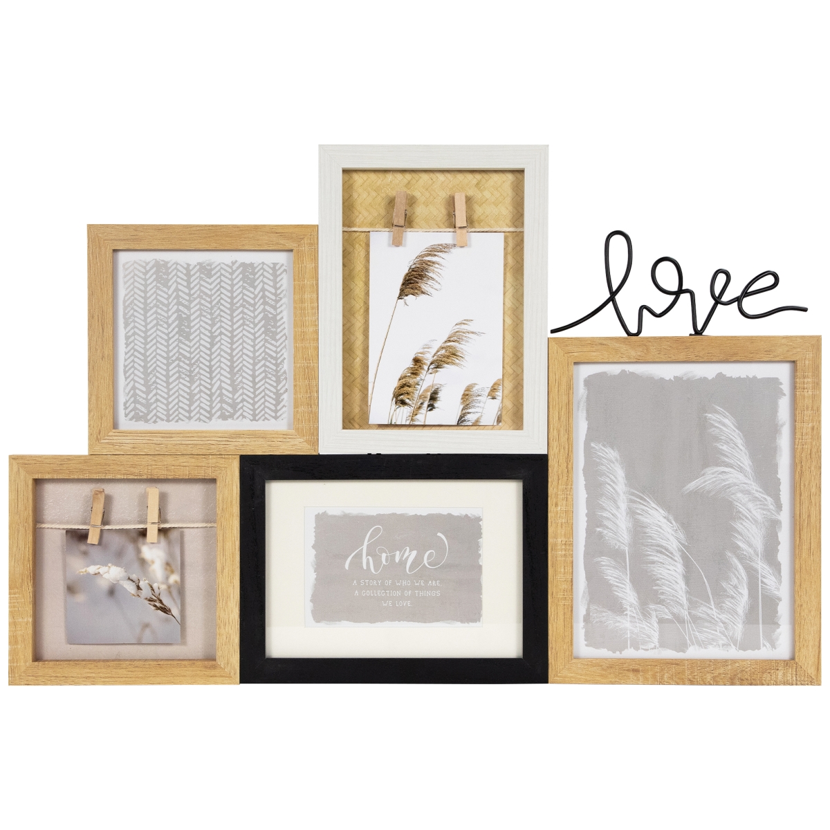 Picture of Northlight 35737577 13.75 x 20.75 x 0.5 in. Wooden Love Wall Collage Photo Frame&#44; Beige & Black
