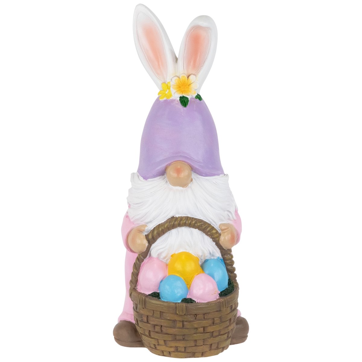 Picture of Northlight 35745409 11.5 x 4.75 x 5 in. Easter Bunny Gnome with Egg Basket Figurine