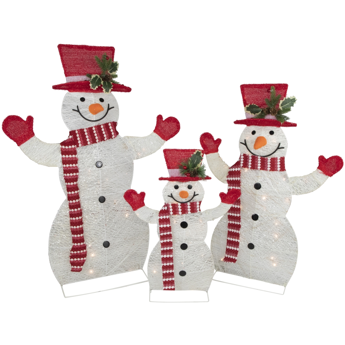 35250572 LED Lighted Family of Snowmen Outdoor Christmas Decoration, Set of 3 -  NorthLight