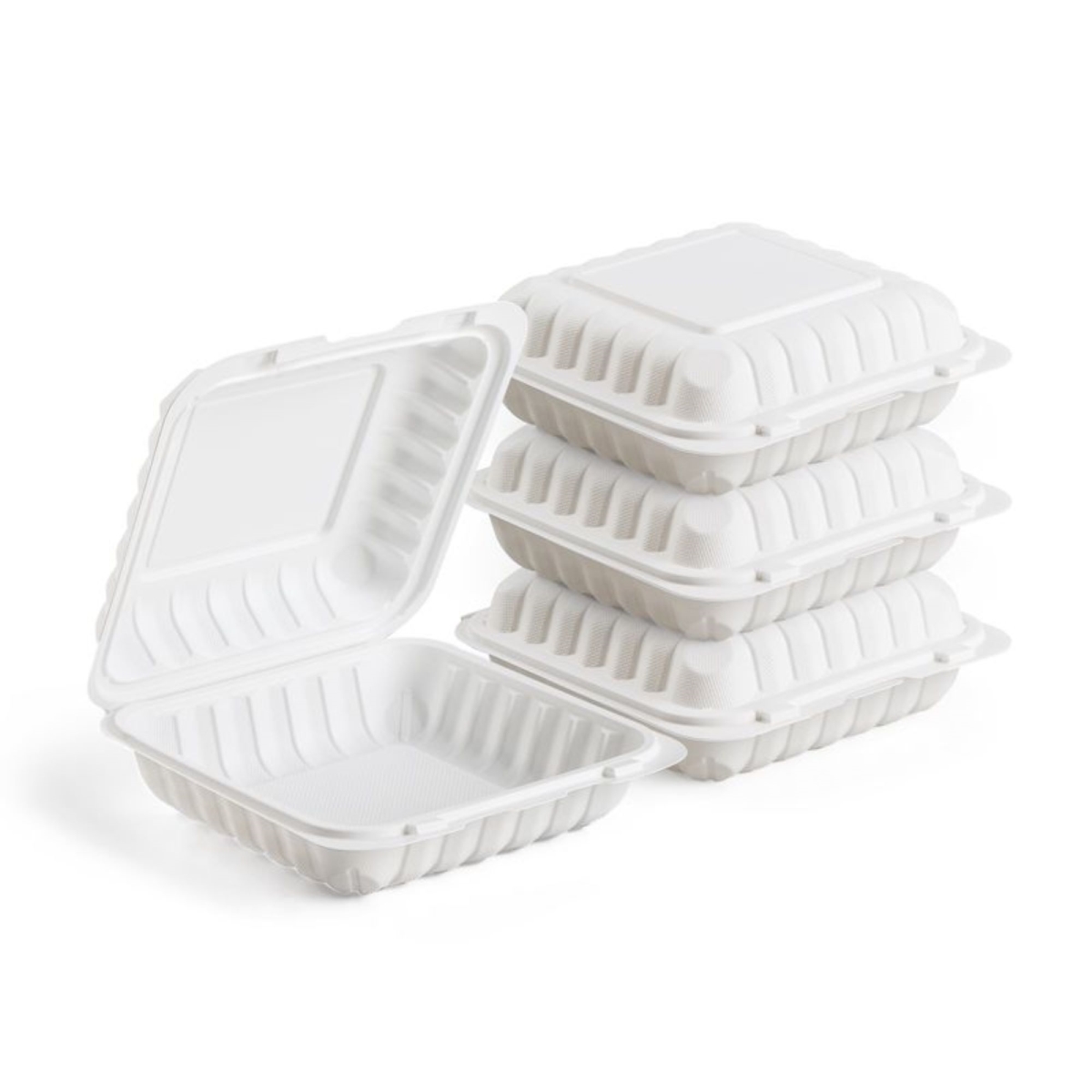 35745549 6 in. Single Compartment Hinged White Take Out Containers, 250 Count