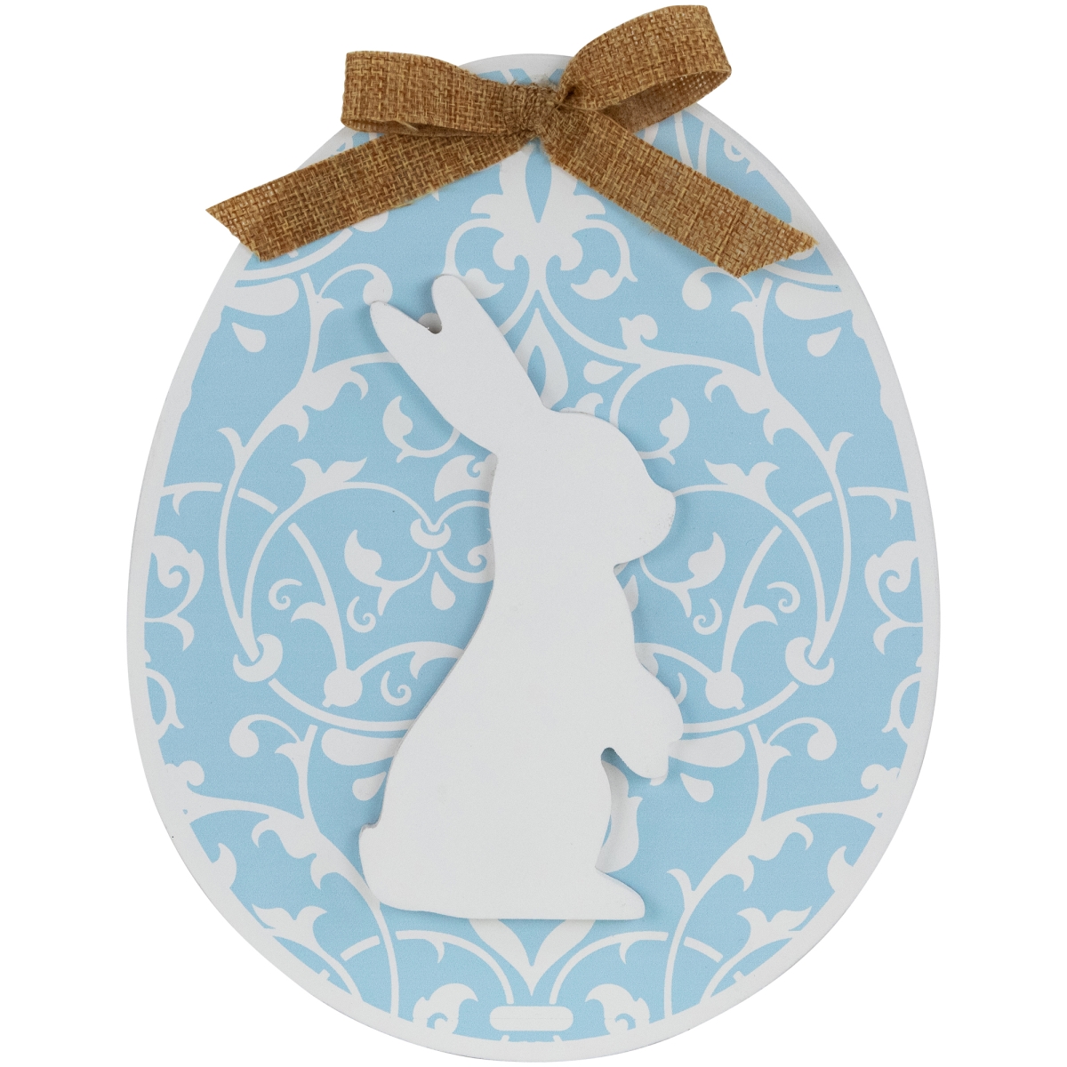 Picture of Northlight 35747160 9.5 in. Blue Easter Egg with Bunny & Burlap Bow Wooden Wall Decoration