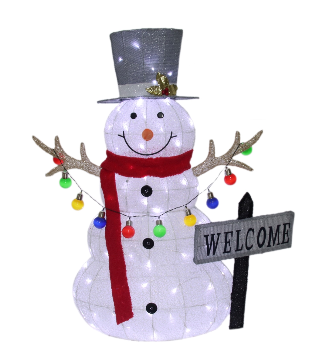 Picture of Northlight 35764490 48 in. 3D Lighted Welcome Snowman Outdoor Christmas Decoration&#44; Warm White LED
