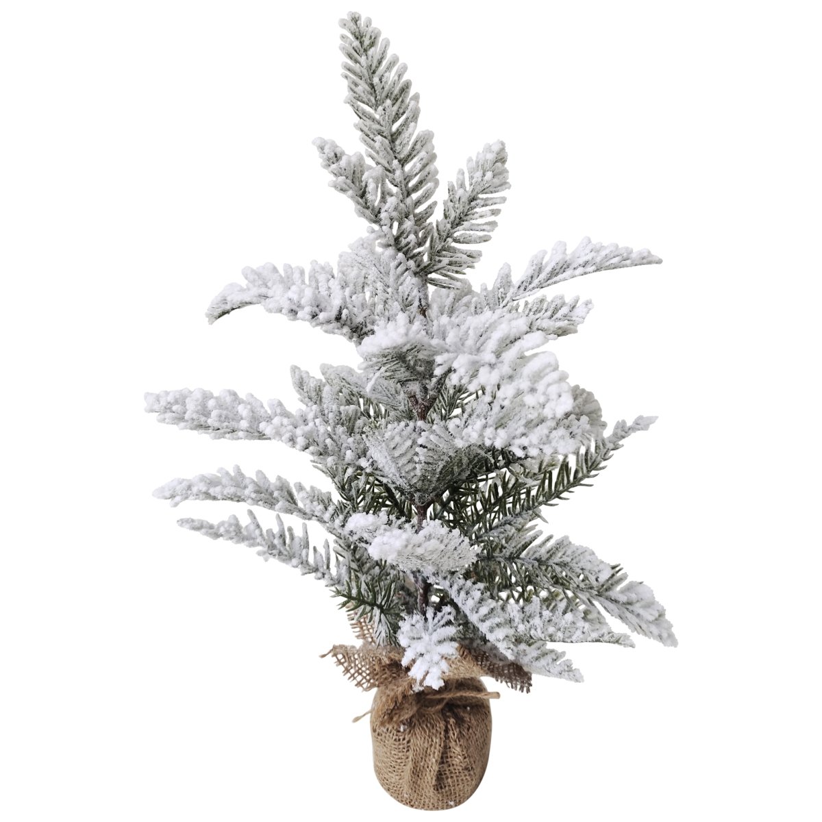 Picture of Northlight 34865487 17.5 in. Heavily Flocked Pine Tree in Burlap Base Christmas Decoration