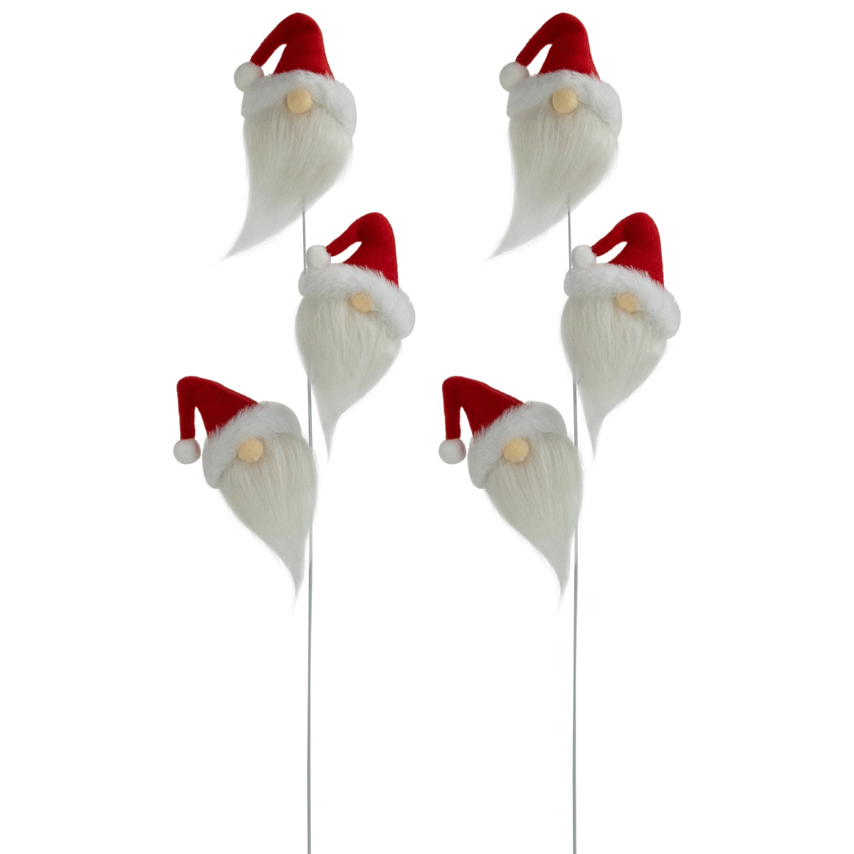 Picture of Northlight 35691719 27 in. Plush Red & White Santa Gnome Christmas Picks - Set of 2