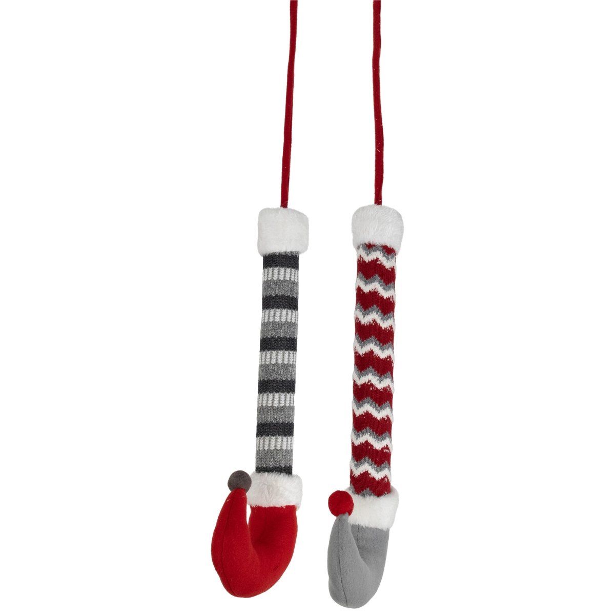 Picture of Northlight 35691720 30 in. Grey & Red Plush Elf Leg Christmas Picks - Set of 2
