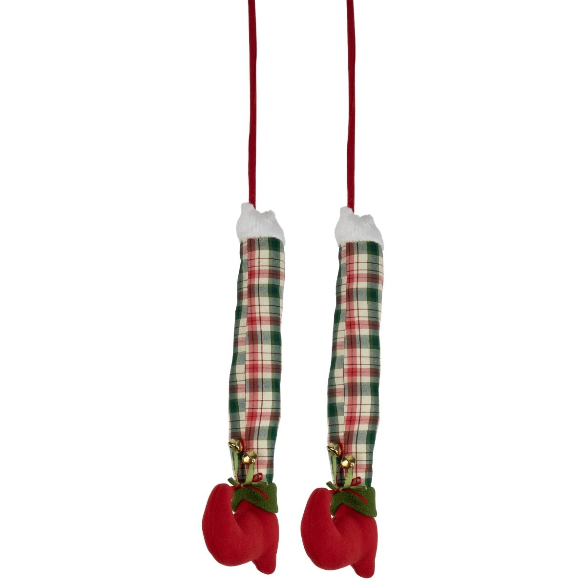Picture of Northlight 35691725 30 in. Red & Green Plaid Plush Elf Leg Christmas Picks - Set of 2