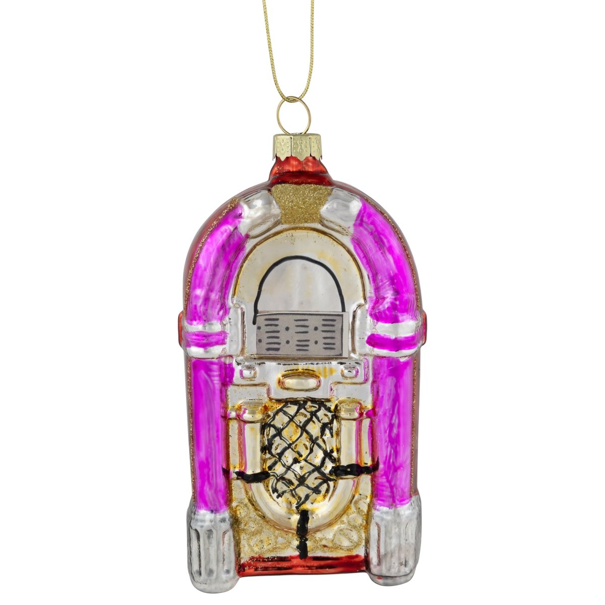 Picture of Northlight 35712036 5 in. Pink Retro Juke Box Glass Christmas Ornament
