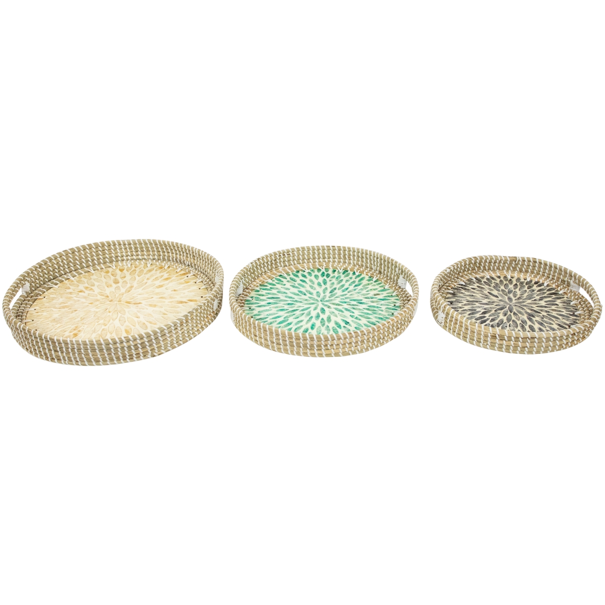 Picture of Northlight 35737384 15.75 in. Seagrass & Capiz Display Trays - Set of 3