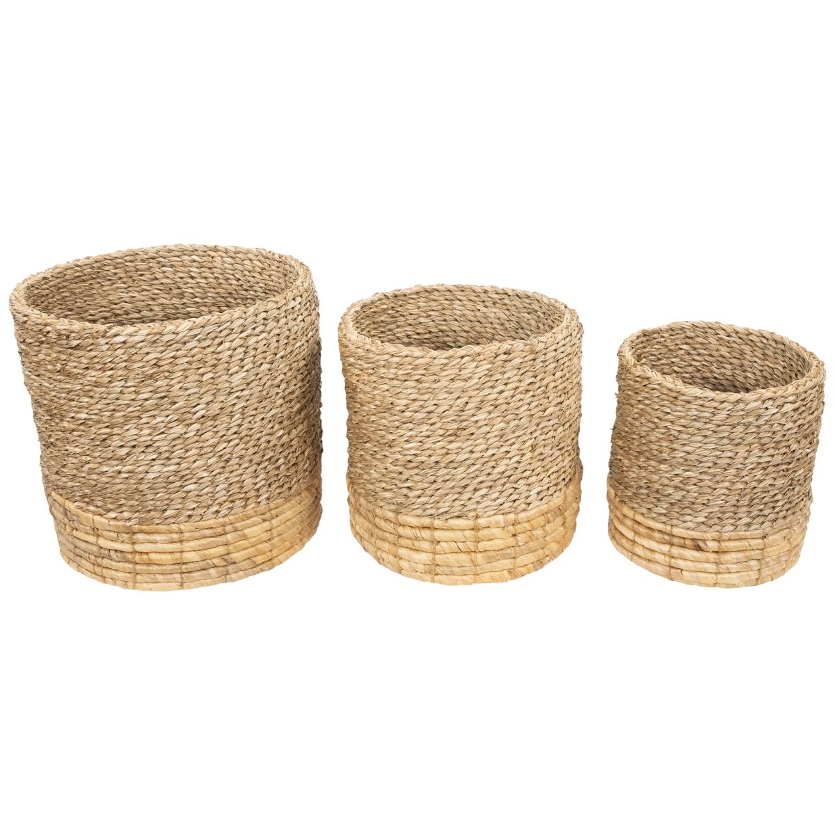 Picture of Northlight 35737388 13.75 in. Textured Woven Round Seagrass Baskets - Set of 3