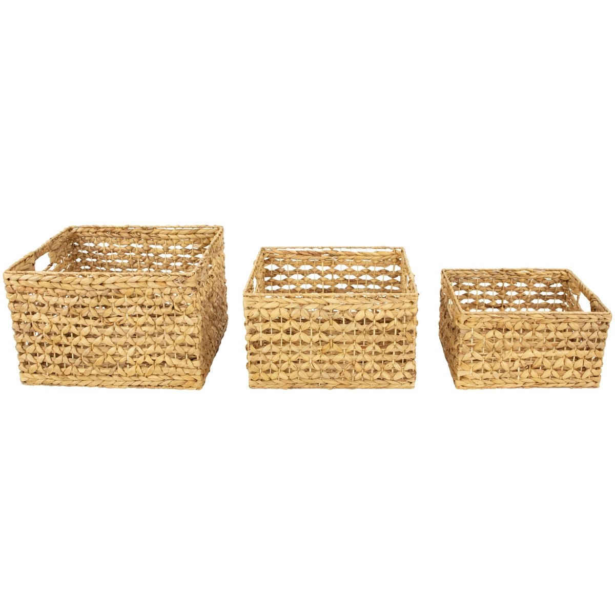 Picture of Northlight 35737397 17.75 in. Diamond Weave Rectangular Water Hyacinth Baskets with Handles - Set of 3