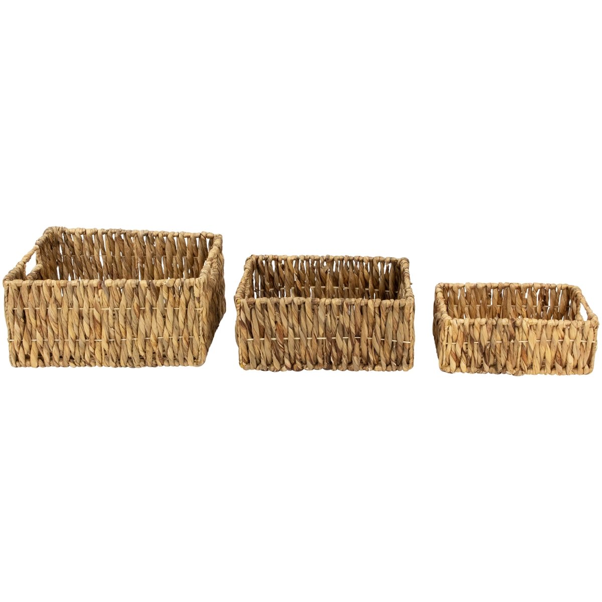 Picture of Northlight 35737398 15.75 in. Brown Water Hyacinth Woven Storage Baskets with Built-in Handles - Set of 3
