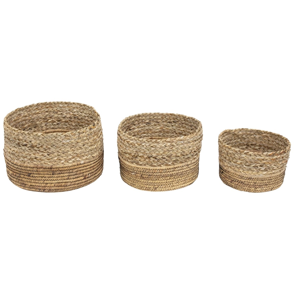 Picture of Northlight 35737406 9.75 in. Braid & Twist Woven Seagrass Storage Baskets - Set of 3