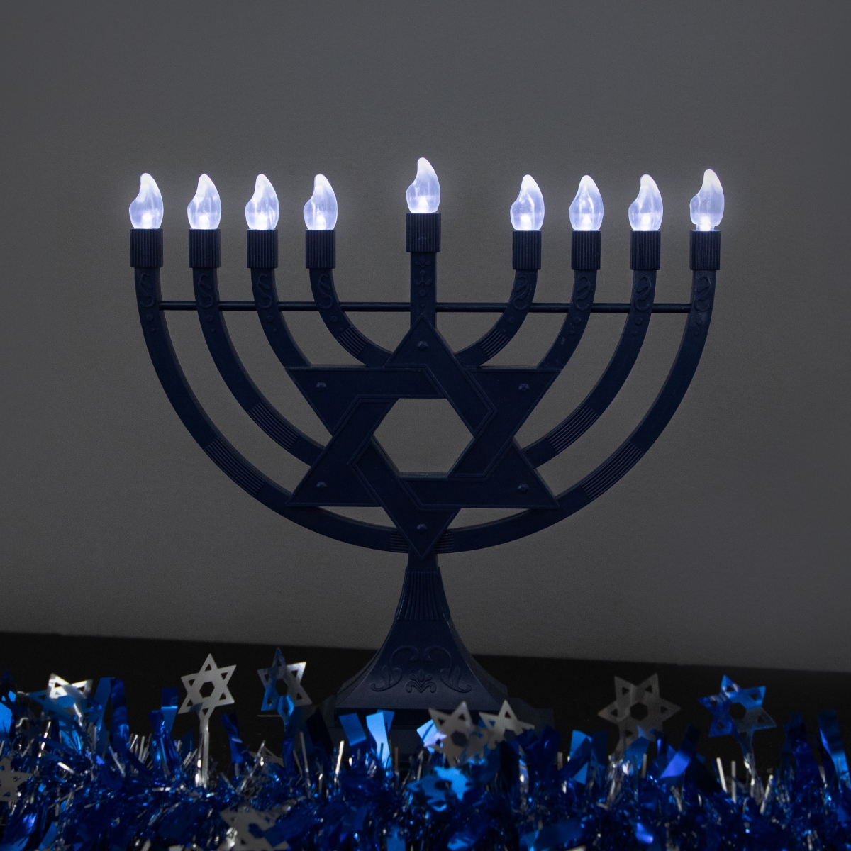 Picture of Northlight 35763791 11.75 in. Battery Operated LED Lighted Star of David Hanukkah Menorah - Blue