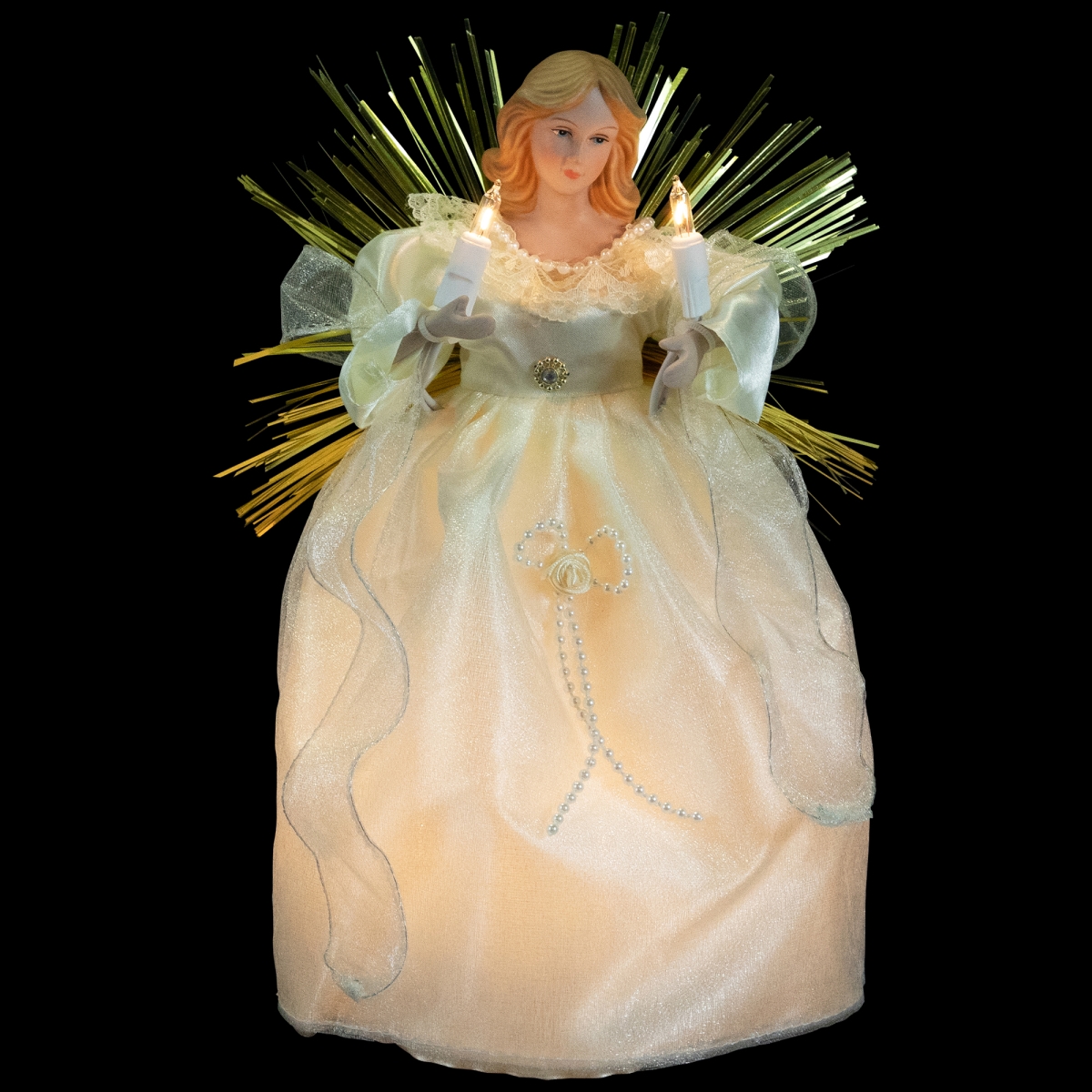 Picture of Northlight 35763796 10.5 in. Gold Angel with Candle Lighted Christmas Tree Topper - Clear Lights