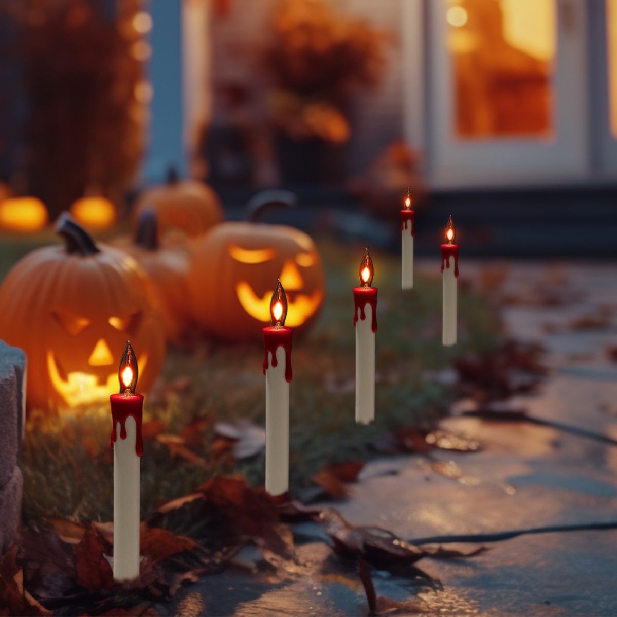 Picture of Northlight 35763798 4 ft. Lighted Flickering Candle Halloween Pathway Marker Lights - Clear Bulb & Black Wire - 5 Count