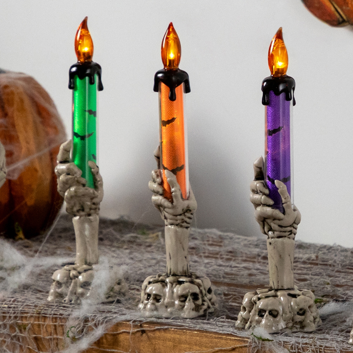 Picture of Northlight 35763799 8.25 in. LED Lighted Skeleton Hand Halloween Candles - Warm White - Set of 3