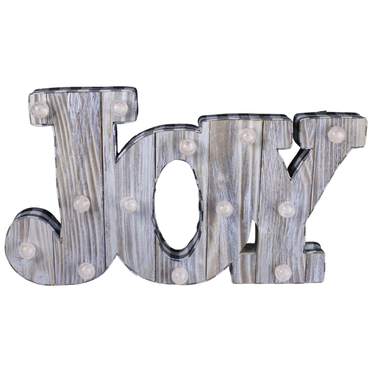 34300496 14 in. Lighted 3D Wooden Joy Christmas Table Top Decor