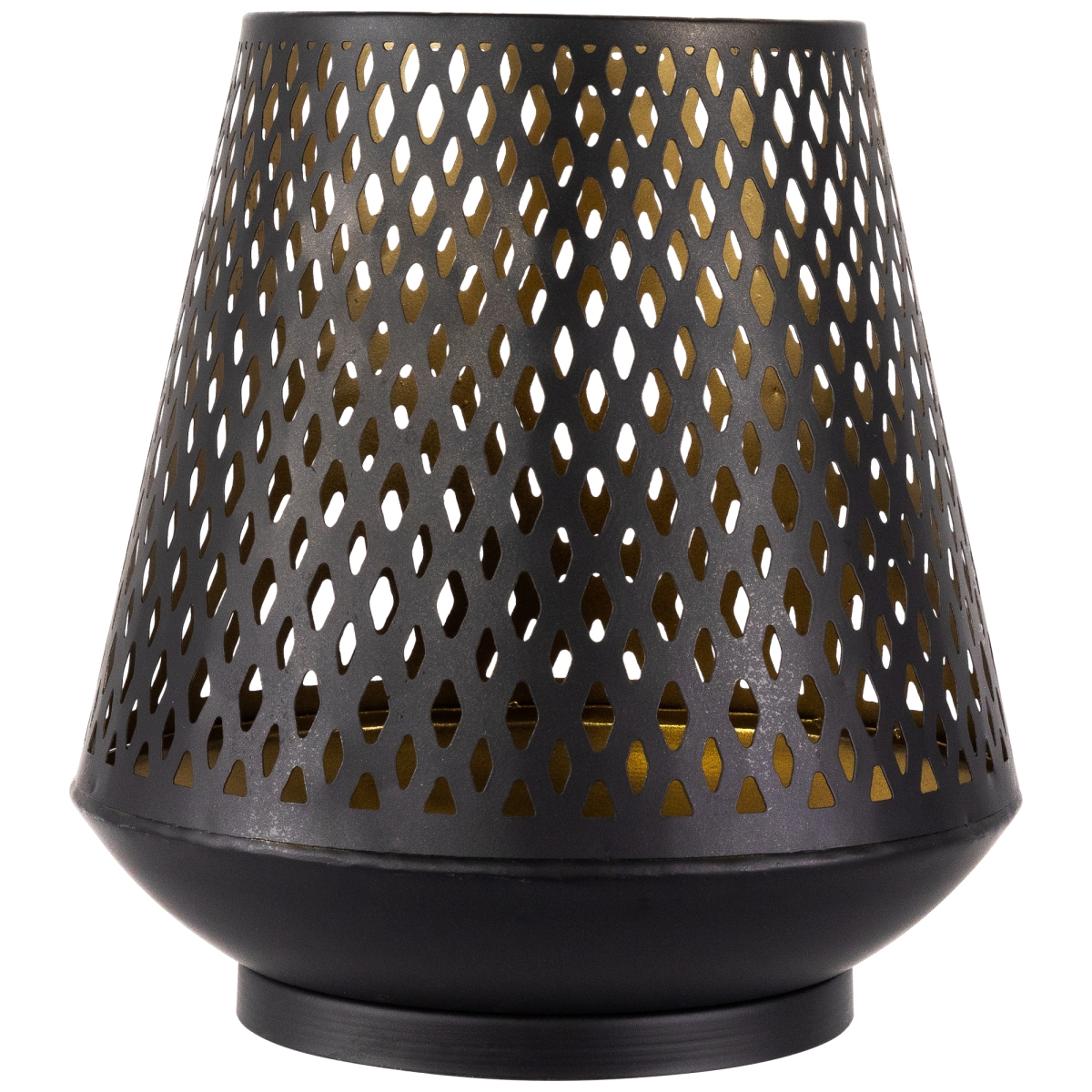 35749479 9 in. Small Laser-Cut Pillar Candle Holder, Black & Gold -  NorthLight