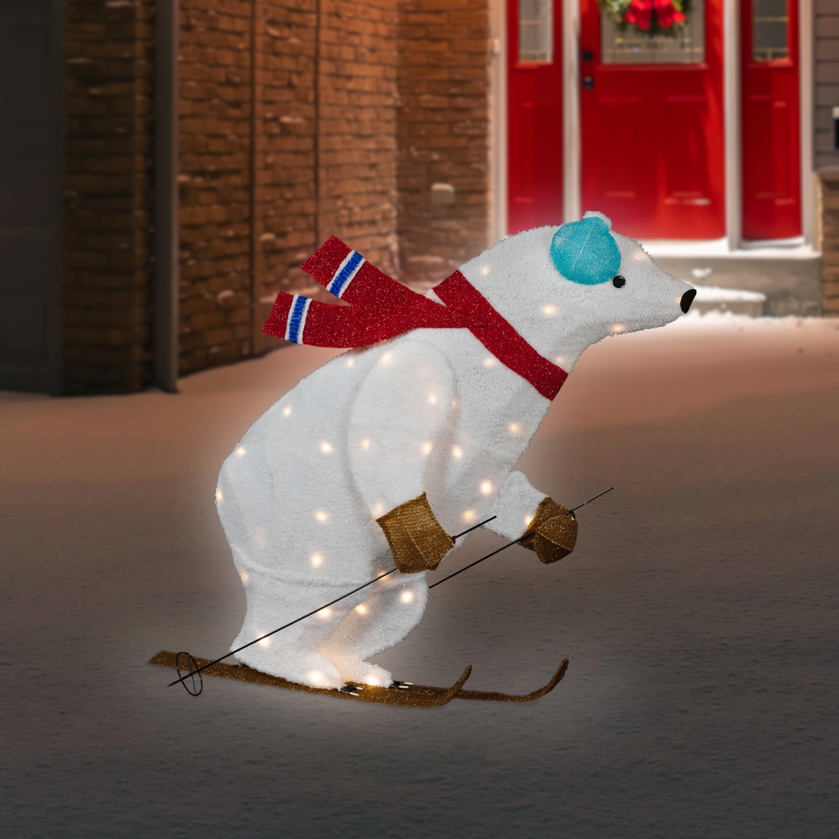 Picture of Northlight 35764493 Lighted Skiing Polar Bear Outdoor Christmas Decoration - 40 in. - Warm White LED