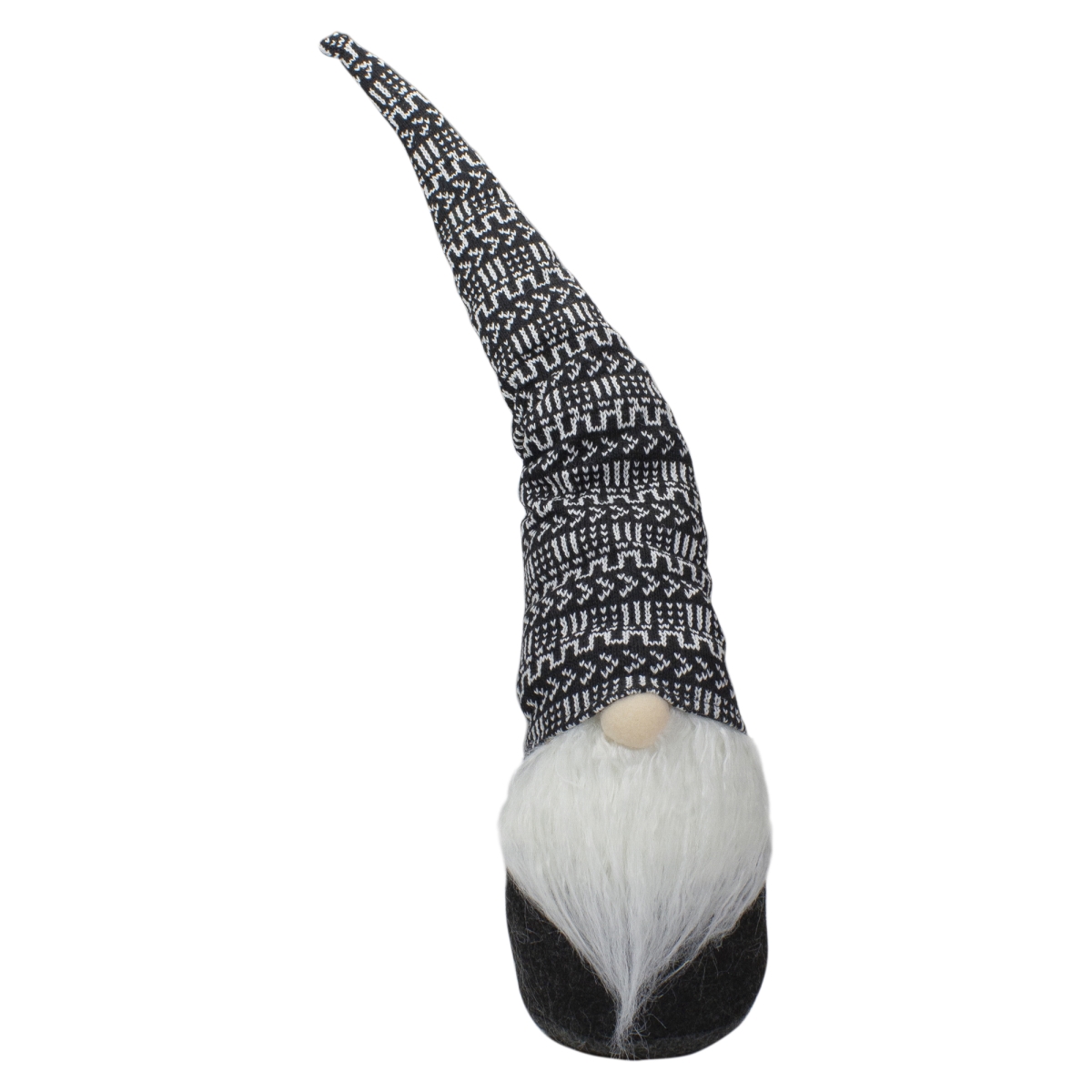 34314250 Geometric Pattern Gnome Christmas Decoration, Black & White - 25 in.