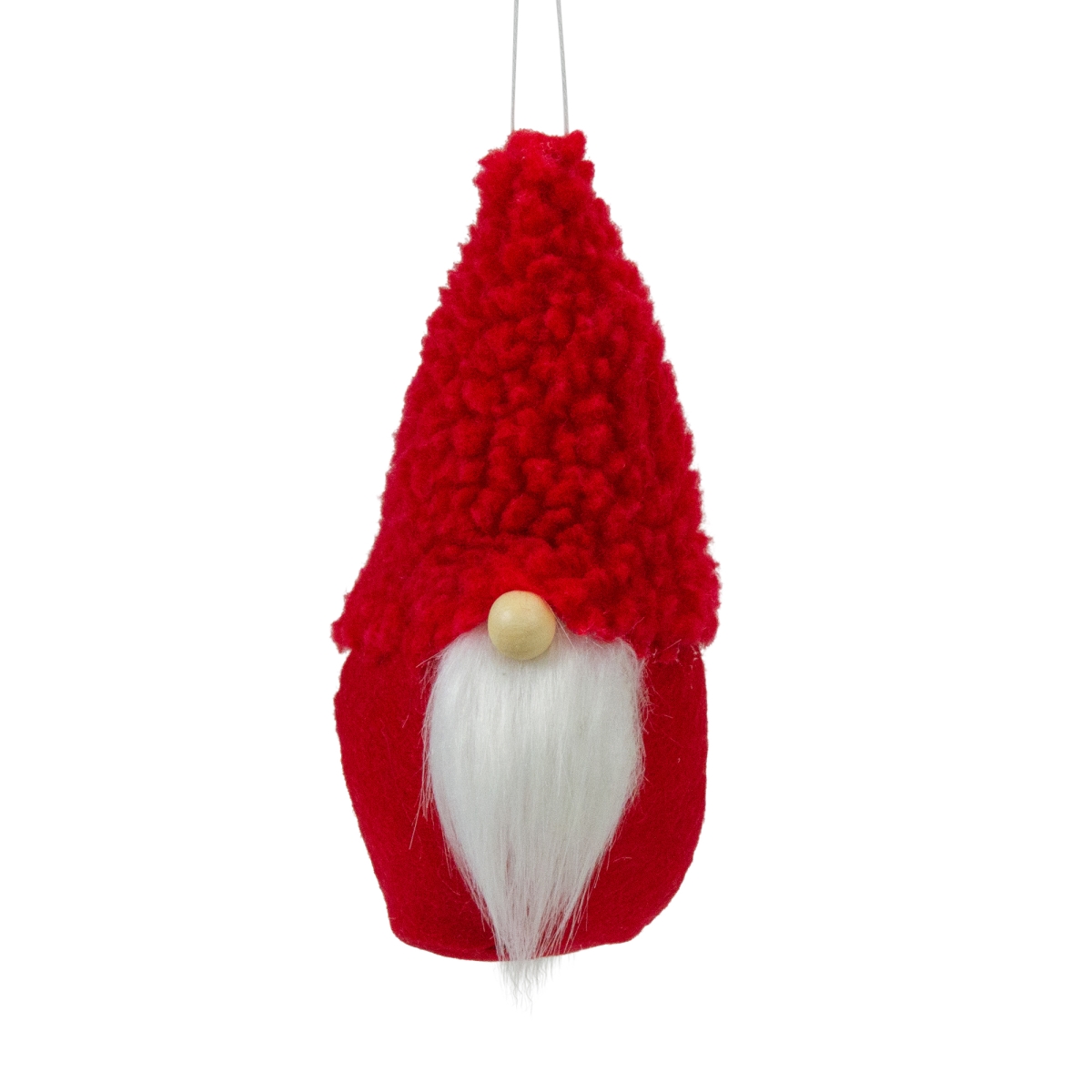 35035451 Plush Gnome Christmas Ornament, Red - 7 in.
