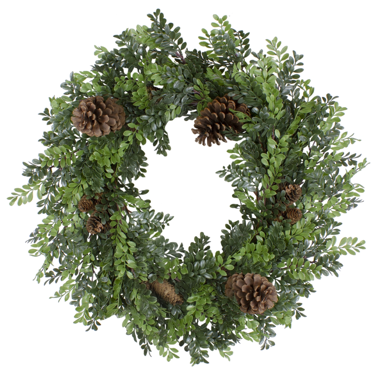 34316629 Boxwood & Pine Cone Artificial Christmas Wreath - 27 in. - Unlit