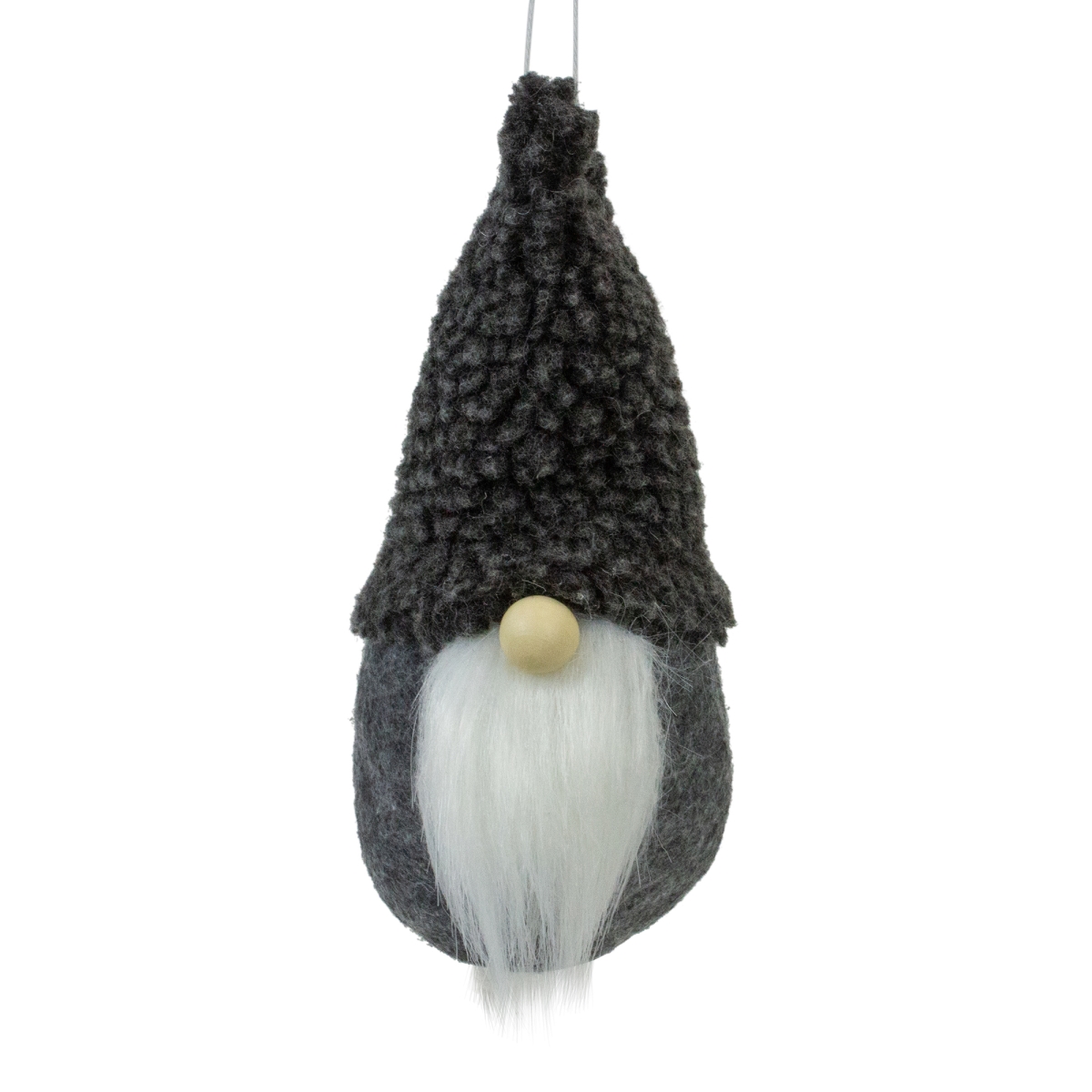 35035450 Plush Gnome Christmas Ornament, Gray - 7 in.