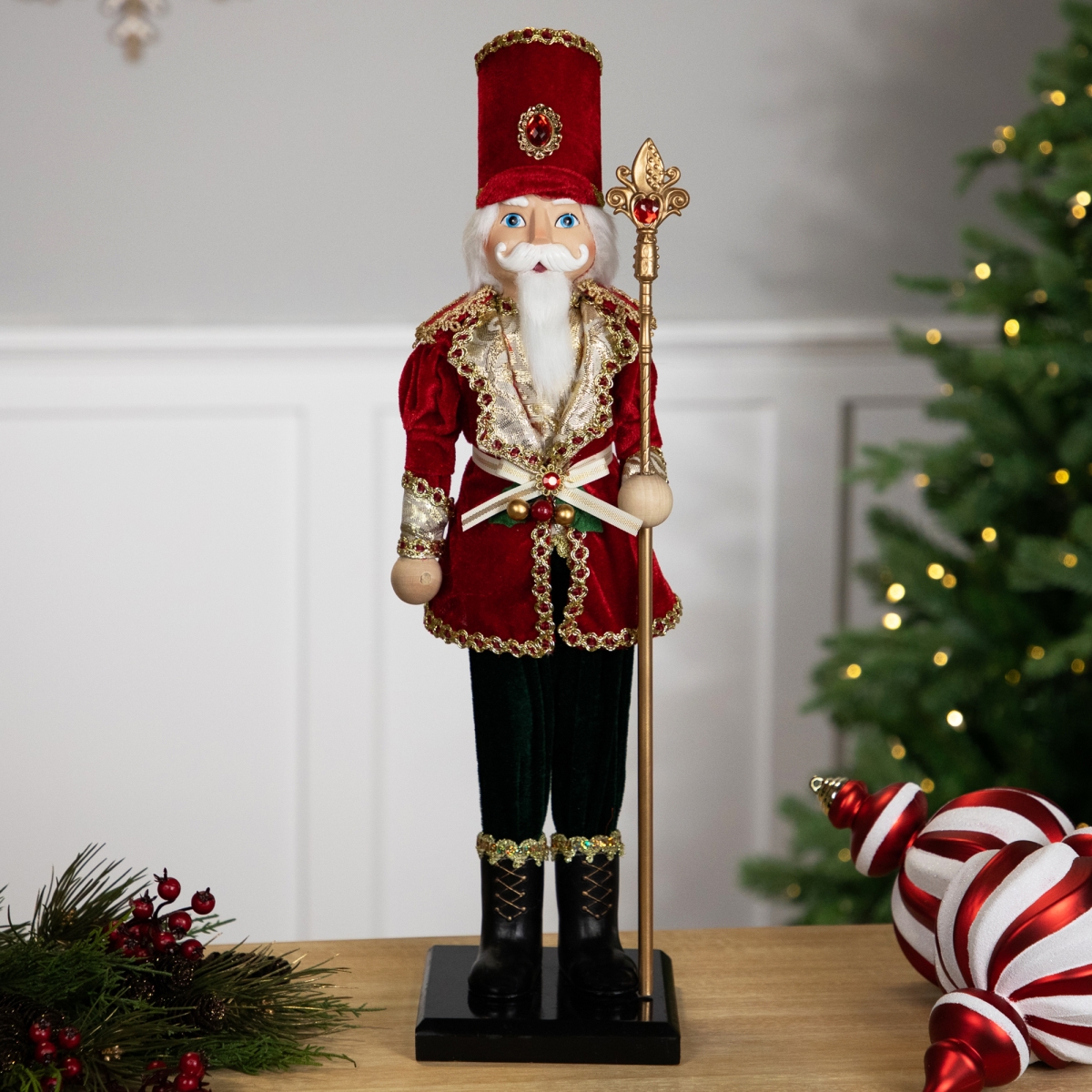 35763023 Jeweled Nutcracker with Scepter Christmas Figure - 22 in.