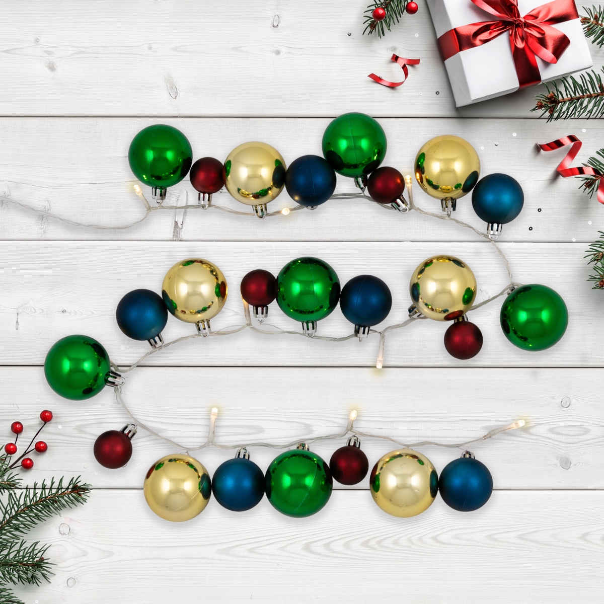 35764760 10 Count Ornament String Christmas Lights - Warm White LED Bulb with 3 ft. Clear Wire - Multi Color