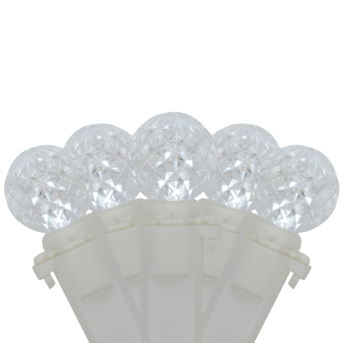 35755111 16 ft. LED G12 Berry Christmas Lights, Pure White, White Wire - 50 Count